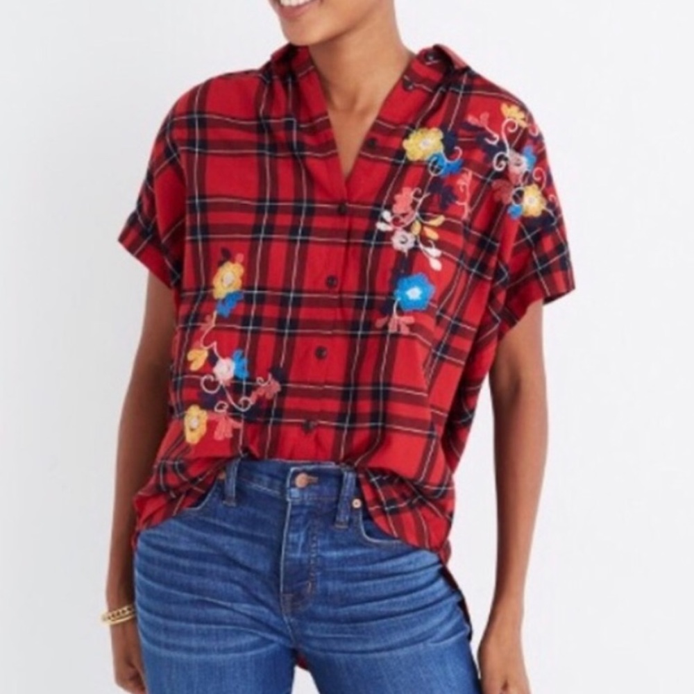 Madewell Central Floral Dahl Plaid Button Down